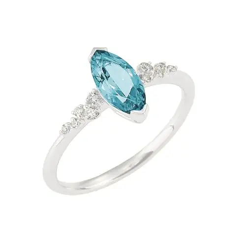 cappagli gioielli anello in oro bianco con acquamarina taglio marquise e diamanti