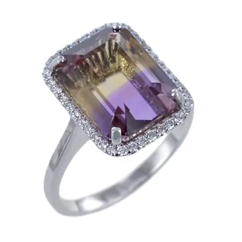 cappagli gioielli anello in oro con ametrino taglio rettangolare e diamanti
