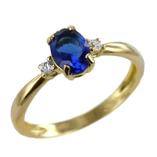 cappagli gioielli anello in oro giallo con zircone ovale blu e zirconi bianchi