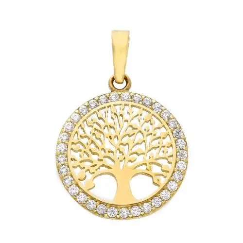 cappagli gioielli ciondolo albero della vita in oro giallo 9 kt con zirconi