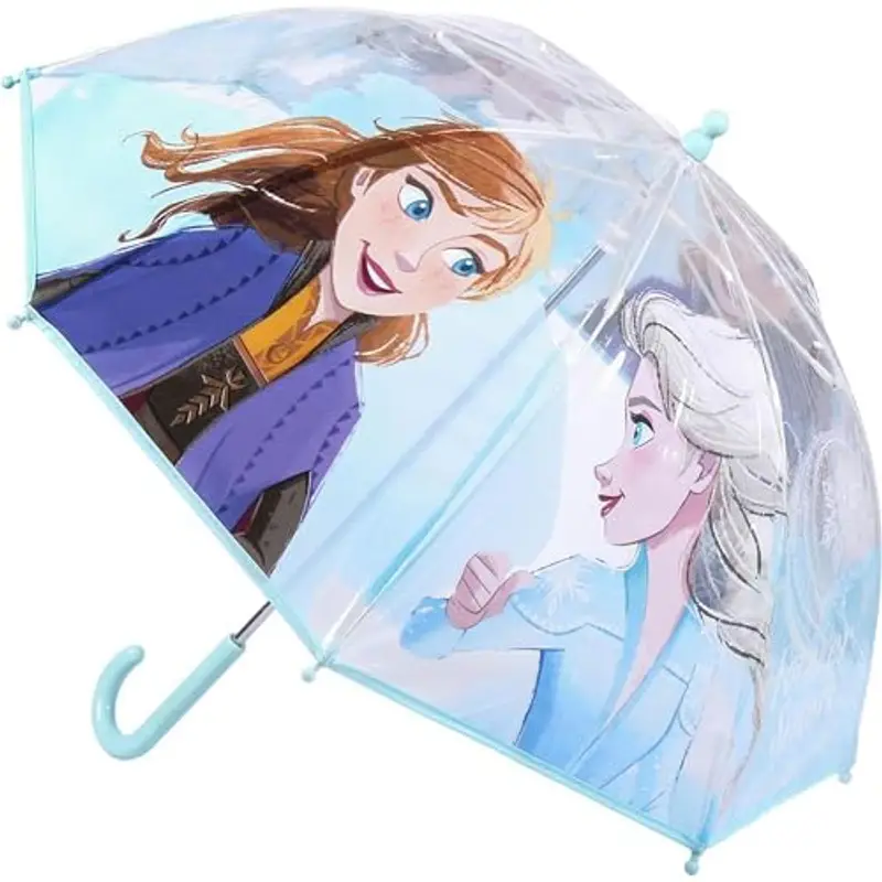 CERDÁ LIFE'S LITTLE MOMENTS Paraguas Transparente de Frozen 2/Apertura Manual, Compuesto por 8 Varillas y con Tubo