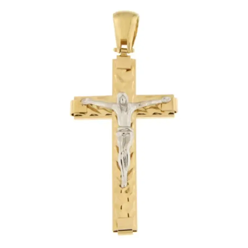 Gioielleria Lucchese Oro Ciondolo Croce Uomo Oro Bianco Giallo GL101845