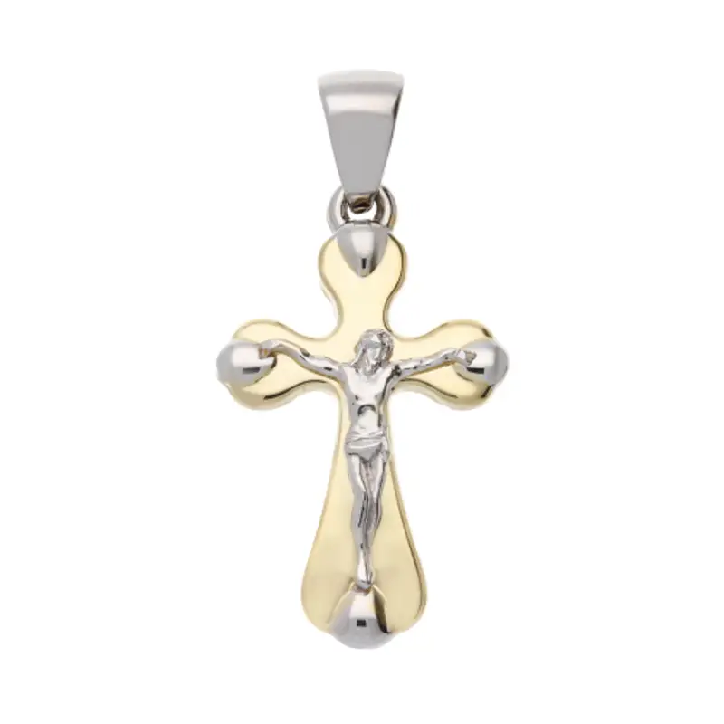 Gioielleria Lucchese Oro Ciondolo Croce Uomo Oro Bianco Giallo GL102073