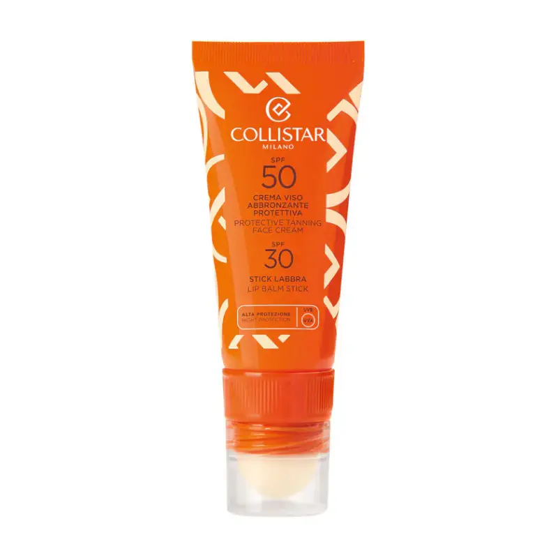 Collistar Crema Viso Abbronzante Protettiva Spf50 + Stick Labbra Spf30 20 ml