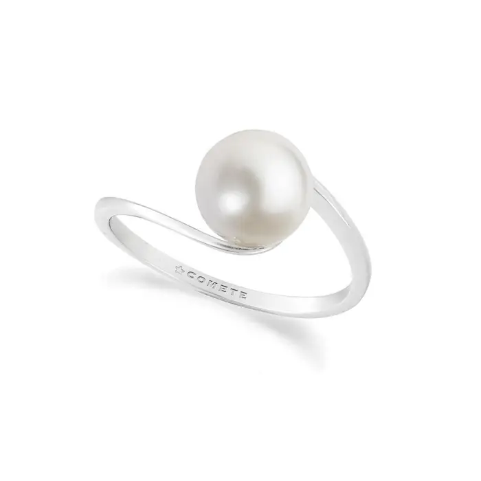 Anello In Oro Bianco Con Perla Coltivata - Comete Gioielli