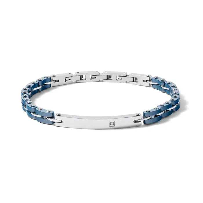 Bracciale In Acciaio E Ceramica Blu - Comete Gioielli
