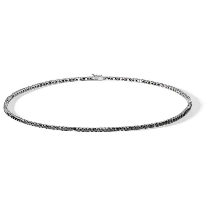 Collana Uomo Tennis Argento Zirconi Nero - Comete Gioielli