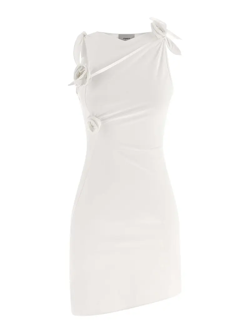 Coperni Vestito a fiori asimmetrico Bianco
