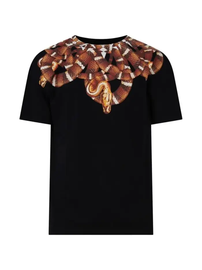 marcelo burlon t-shirt in jersey nero con stampa snake