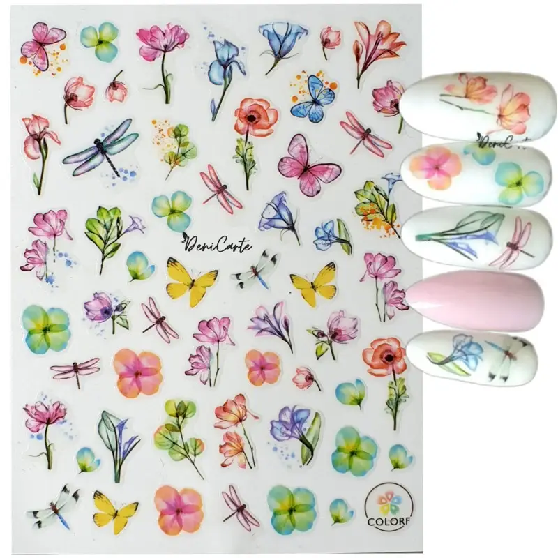 Deni carte Butterfly and Dragonfly Stickers - adesivi per unghie autoadesivi