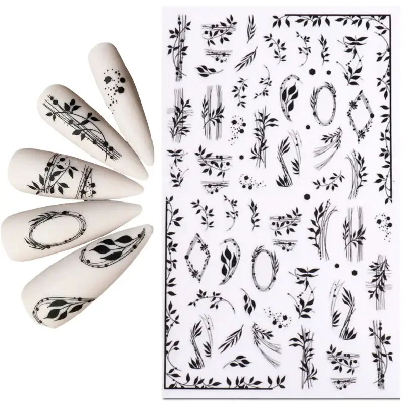 Deni carte Stickers Black Wreath - adesivi per unghie autoadesivi