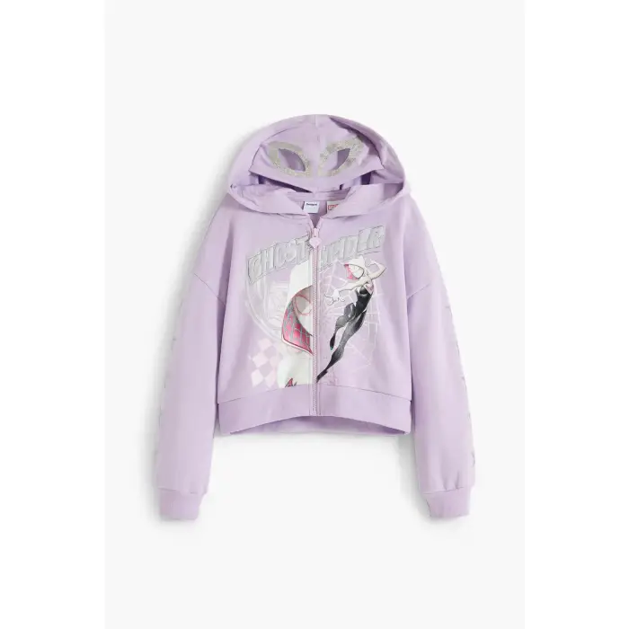 Desigual Felpa con cerniera a cappuccio da bambina Ghost Spider