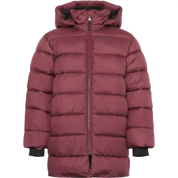 Giacca a vento con cappuccio lunga per bambini Didriksons Scoria Rouge
