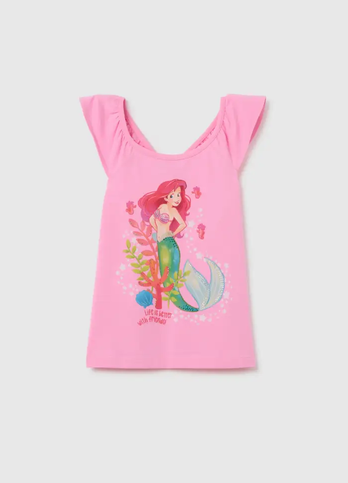 Disney Top Da Bambina In Cotone Elasticizzato Rosa Regular Fit, Rosa