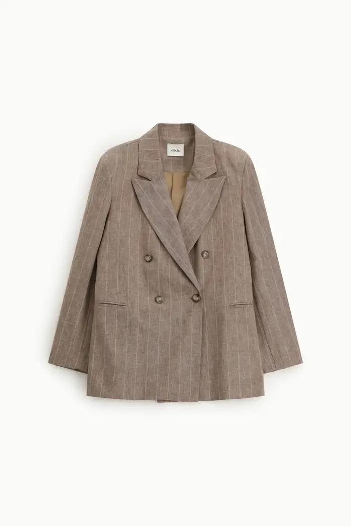 Blazer doppiopetto a righe con tasche frontali