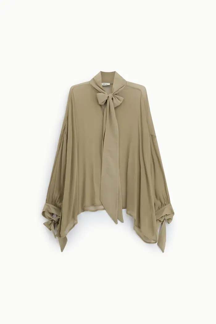 Dixie Camicia fluida con fiocco e maniche lunghe