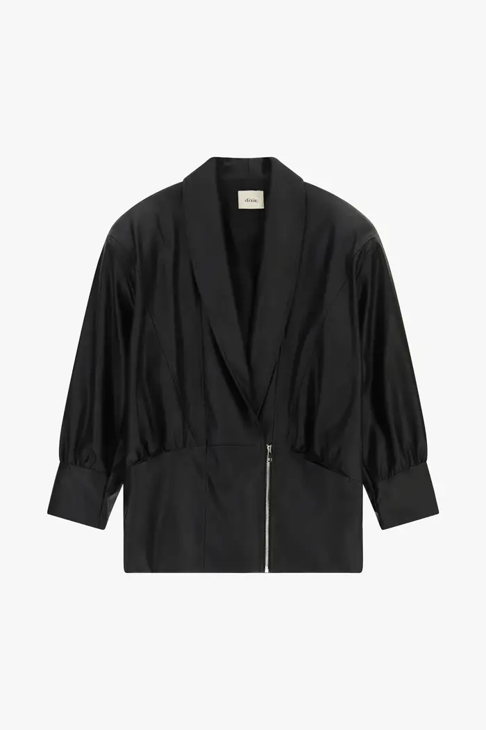 Dixie Giacca in ecopelle con maniche a tre quarti e zip