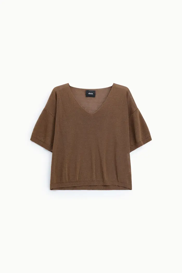 Dixie Maglione corto con maniche corte e scollo a v