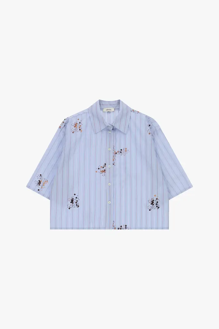 Dixie Shirt ampia a righe con stampa floreale astratta