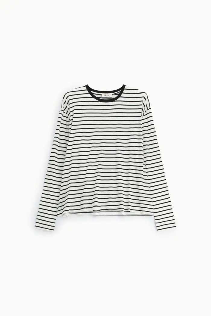 T-shirt a righe manica lunga girocollo