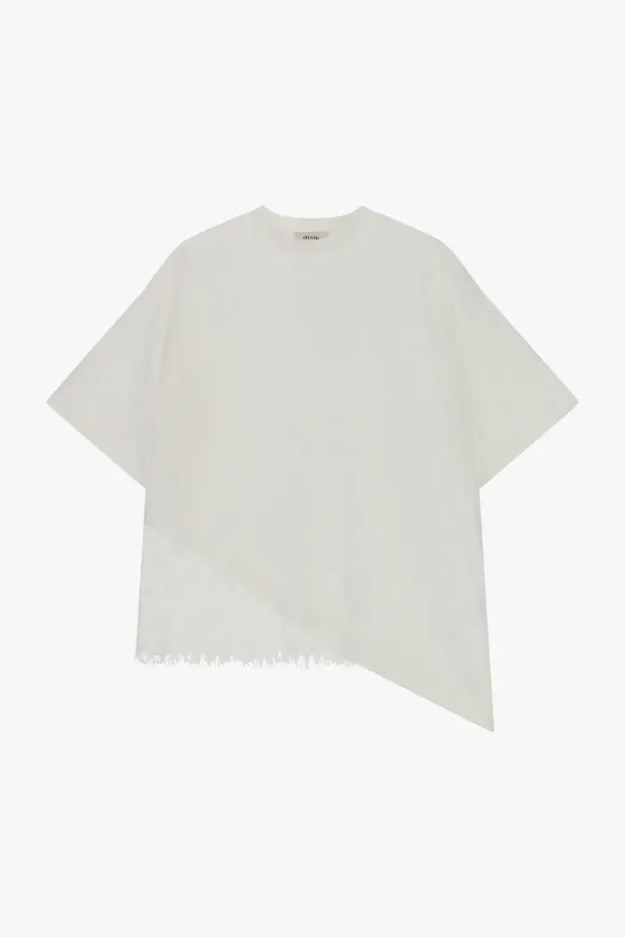 Dixie T-shirt asimmetrica con inserto in pizzo