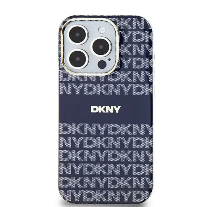 DKNY Custodia in pelle per smartphone iPhone 15 Pro 6 1 Niebieski Bleu
