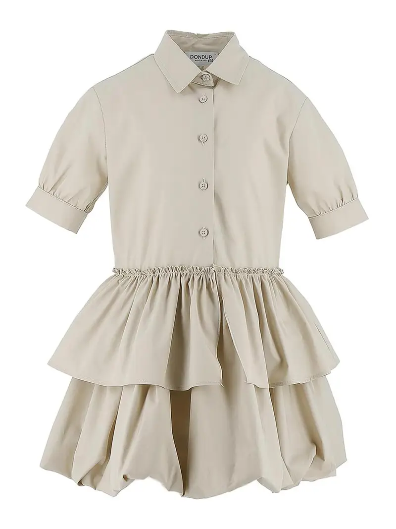 Dondup Abito Con Ruches Beige