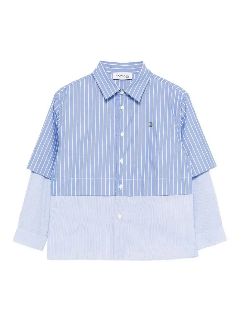 Dondup Camicia Bicolore A Righe Blu