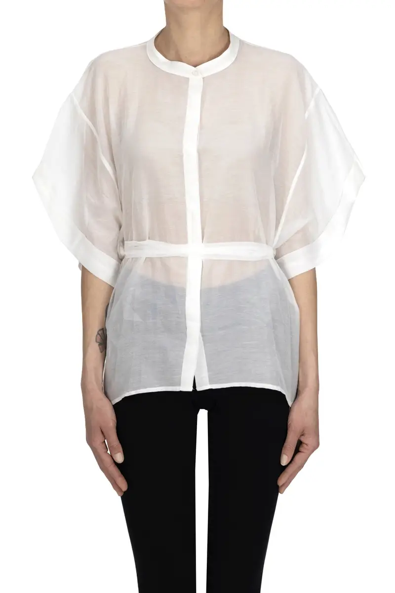 Dondup Camicia in cotone e seta Bianco