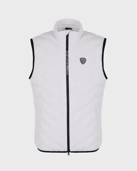 Gilet EA7 bianco in piuma con trapuntatura spinata