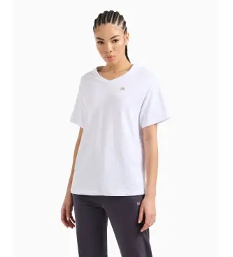 per donna 7W000029_AF10373 T-shirt Core Lady in jersey di cotone elasticizzato con scollo a V, colore bianco (XXS), Casual, Sportivo
