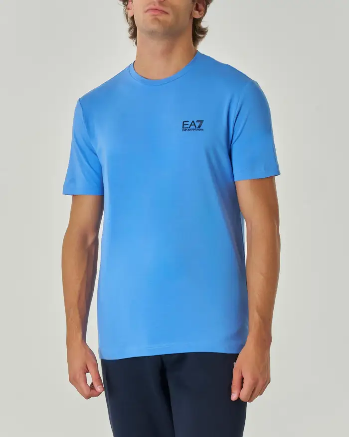 T-shirt celeste mezza manica in jersey di cotone stretch