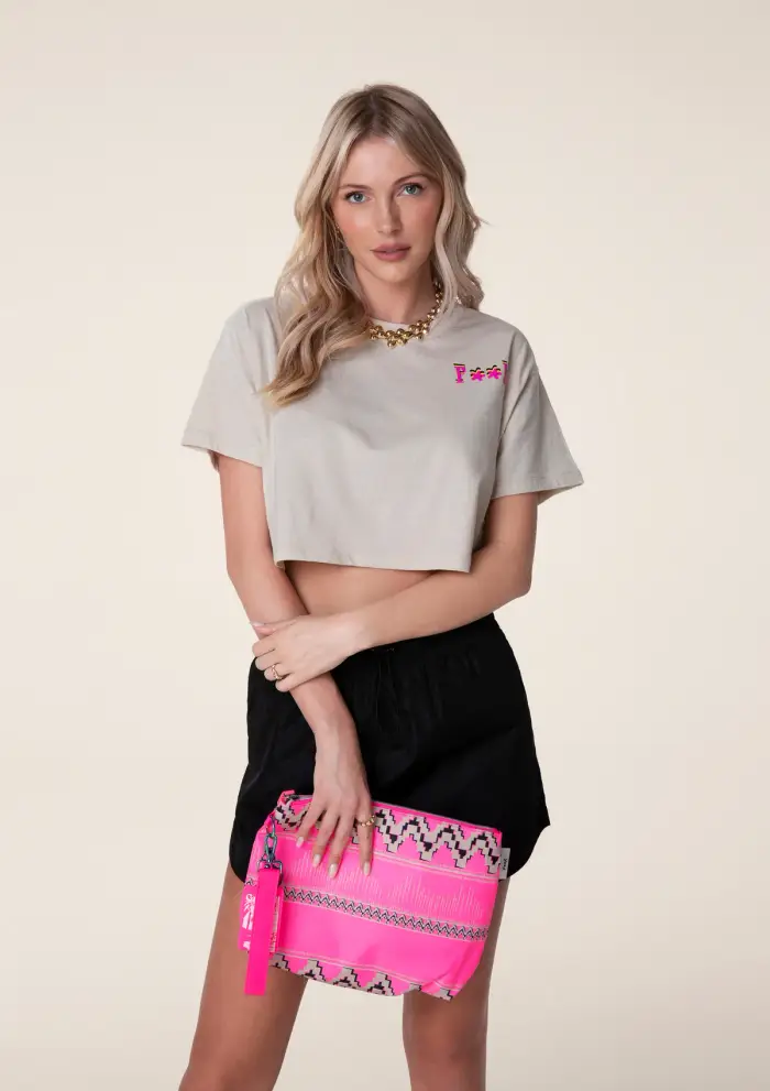 T-SHIRT CROP CON STAMPA