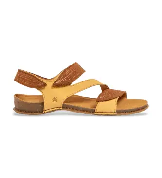 El Naturalista per donna 2581012F5005_024 Panglao N5810 Sandali in pelle gialla, Basso, Velcro, Casual, Giallo