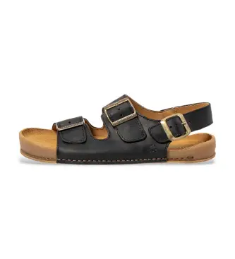 El Naturalista unisex 260011101005_001 Sandali Arizona in pelle nera N6001, Nero, Basso, Fibbia, Casual Naturale
