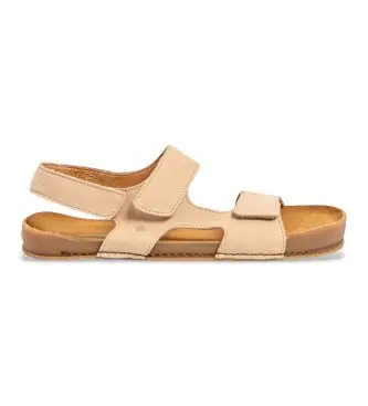 unisex 2600311ZZ005_020 Sandali in pelle beige N6003 (45), Basso, Fibbia, Casual