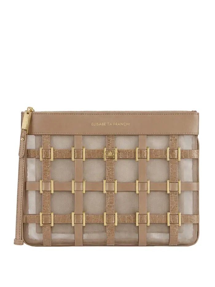 borsa pochette elisabetta franchi da donna - argilla Beige