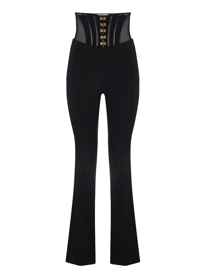 pantalone zampa elisabetta franchi da donna - nero