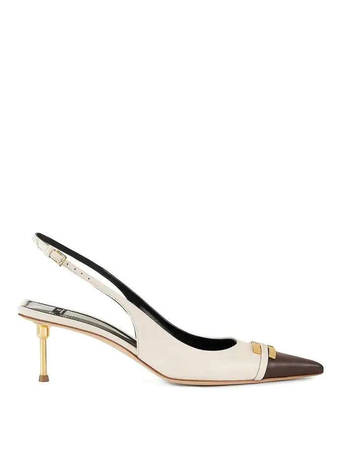 Elisabetta Franchi Slingback in pelle bicolore Beige