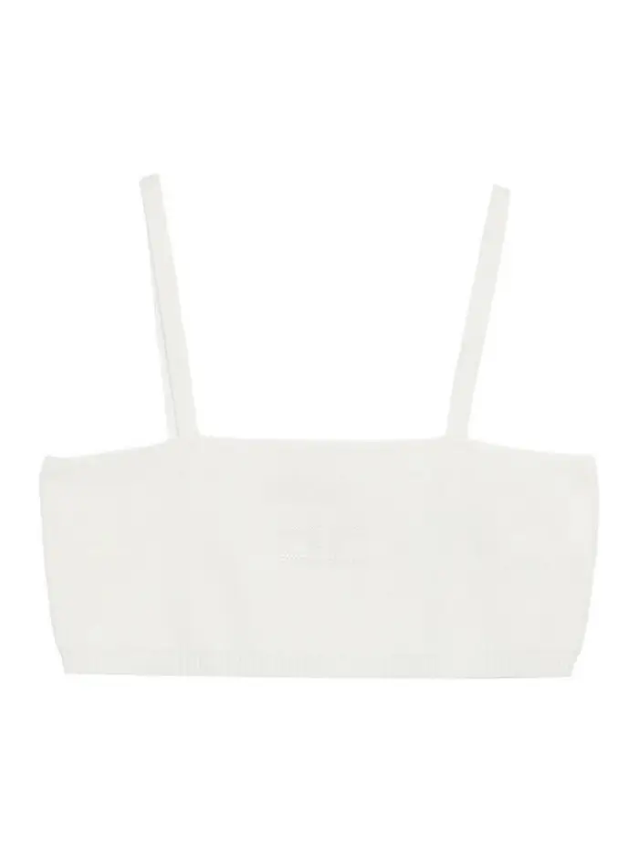 Elisabetta Franchi Top Con Cristalli Beige