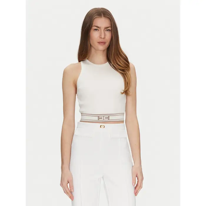 Elisabetta Franchi Top TK-39S-51E2 Bianco Slim Fit