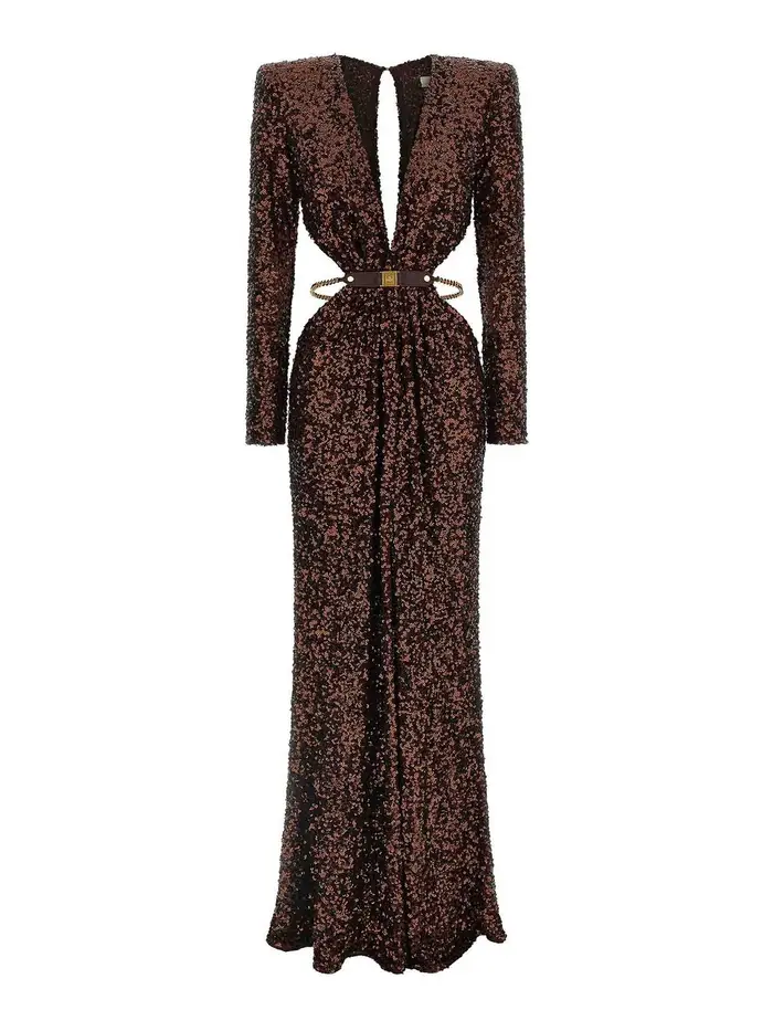 Elisabetta Franchi Vestito da tappeto rosso Marrone