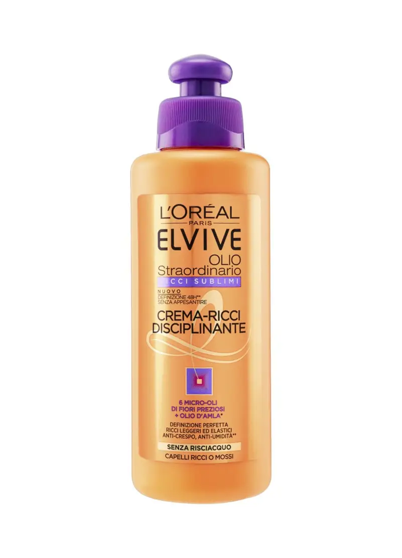 ELVIVE L'oréal Paris Trattamento Olio Straordinario Ricci Sublimi, Crema Per Capelli Ricci Da Disciplinare, 200 Ml., Donna, Bianco