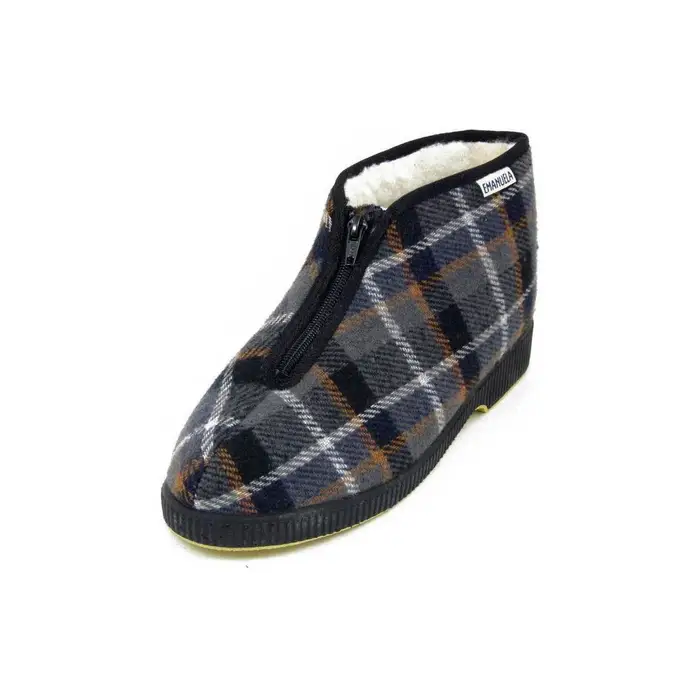 Pantofole Emanuela Pantofole Uomo in Tessuto, Stivaletto Fodera Lana-565 Grigio