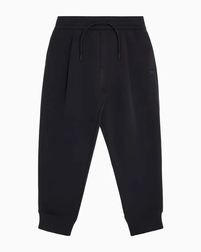 Jogger Emporio Armani blu loose fit in cotone stretch con coulisse