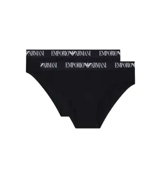 per donna EW000403_AF13033 Set di 2 mutandine nere di marca (XS), Nero, Homewear, Cotone Naturale