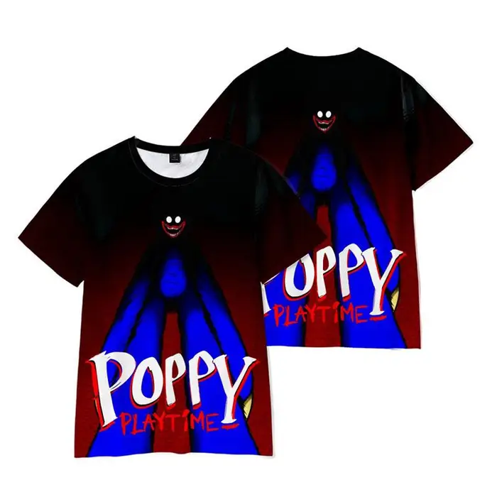 Poppy Playtime T-shirt Huggy Wuggy Horror Game Cartoon 3D Stampa ragazzo/ragazza O-Collo moda T Shirt Bambini Ragazzi Tees Tops Abbigliamento 160CM