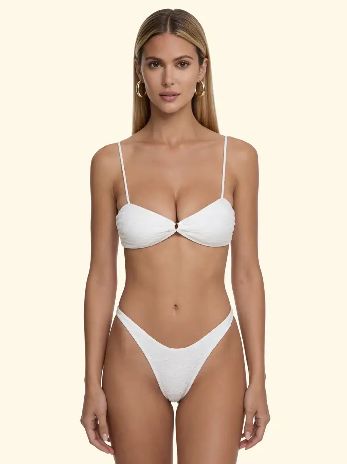 F**K Bikini Donna Top con Slip Americano Fisso Bianco SW0721-WH