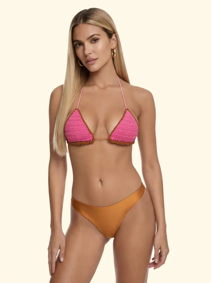 F**K Bikini Donna Triangolo con Slip Culotte fissa Gold SW0701-GD