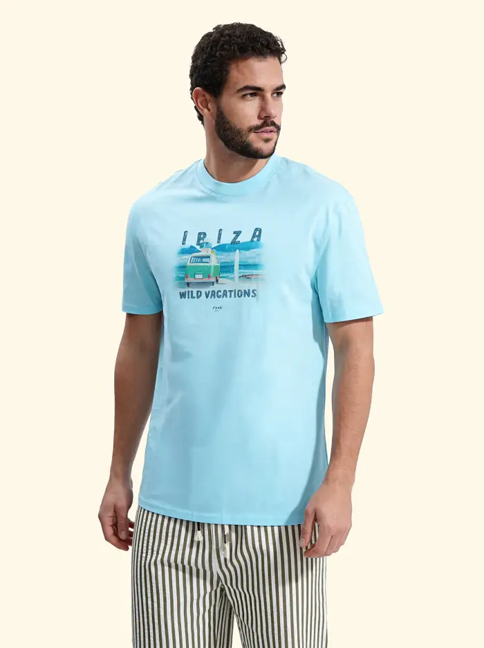 F**K T-Shirt Uomo Celeste SM6008-CL